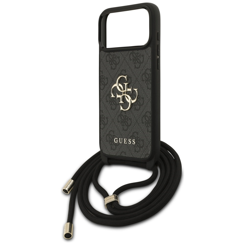 Калъф за Apple iPhone 17 Pro Max, Guess, 4G CBDY Big Logo with Cord Strap, Черен
