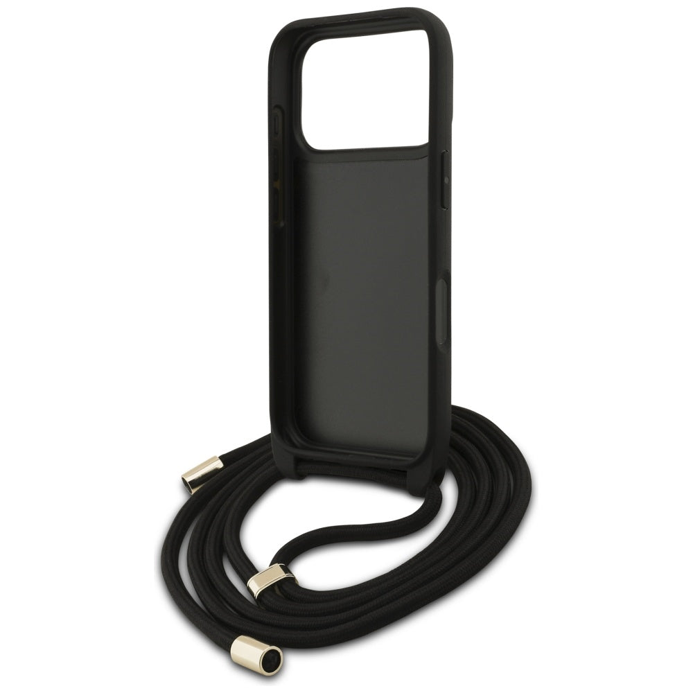 Калъф за Apple iPhone 17 Pro Max, Guess, 4G CBDY Big Logo with Cord Strap, Черен