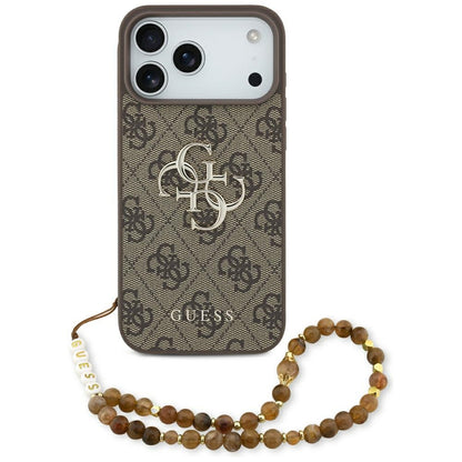 Калъф за Apple iPhone 17 Pro Max, Guess, 4G Classic Logo with Pearl Strap, Кафяв