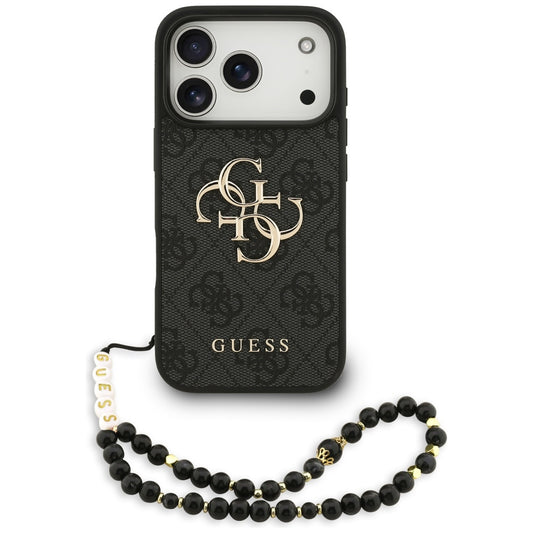 Калъф за Apple iPhone 17 Pro Max, Guess, 4G Classic Logo with Strap, Черен