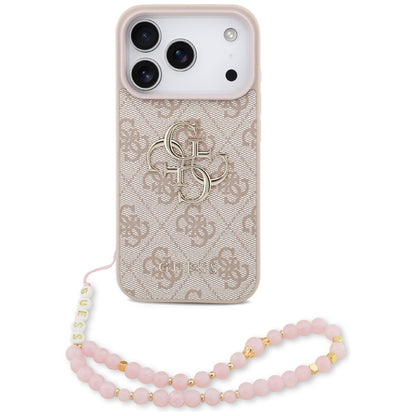 Калъф за Apple iPhone 17 Pro Max, Guess, 4G Classic Logo with Strap, Розов
