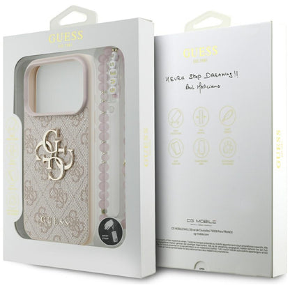 Калъф за Apple iPhone 17 Pro Max, Guess, 4G Classic Logo with Strap, Розов