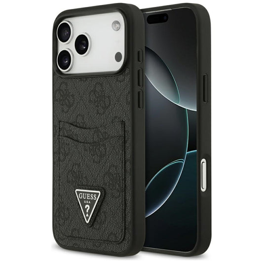 Калъф за Apple iPhone 17 Pro Max, Guess, 4G Double Card Triangle, Черен