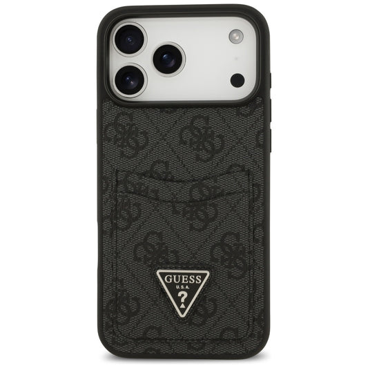 Калъф за Apple iPhone 17 Pro Max, Guess, 4G Double Card Triangle, Черен
