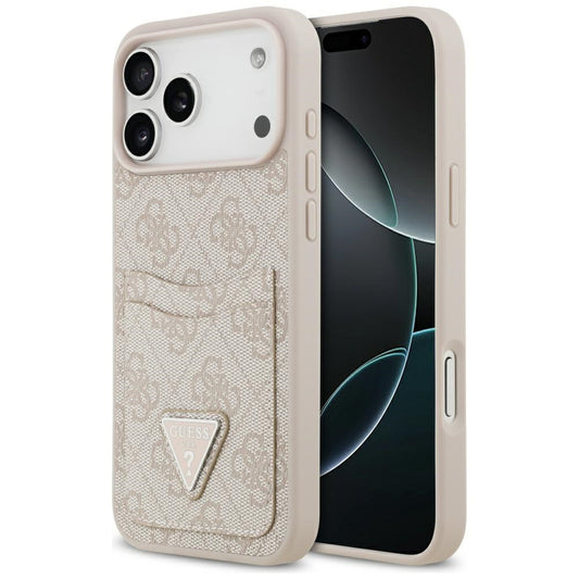 Калъф за Apple iPhone 17 Pro Max, Guess, 4G Double Card Triangle, Розов