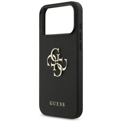 Калъф за Apple iPhone 17 Pro Max, Guess, 4G Grained Big and Classic Logo, Черен