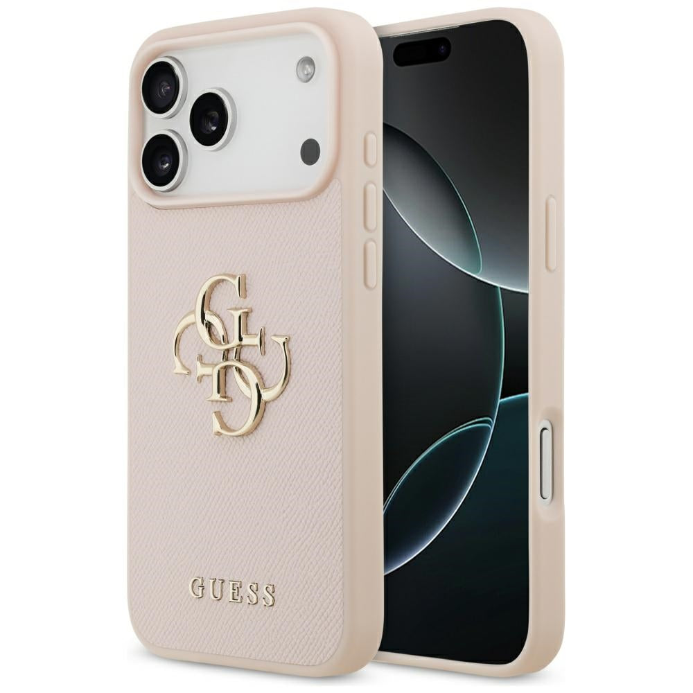 Калъф за Apple iPhone 17 Pro Max, Guess, 4G Grained Big and Classic Logo, Розов