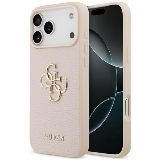 Калъф за Apple iPhone 17 Pro Max, Guess, 4G Grained Big and Classic Logo, Розов