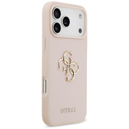 Калъф за Apple iPhone 17 Pro Max, Guess, 4G Grained Big and Classic Logo, Розов