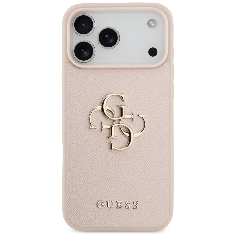 Калъф за Apple iPhone 17 Pro Max, Guess, 4G Grained Big and Classic Logo, Розов