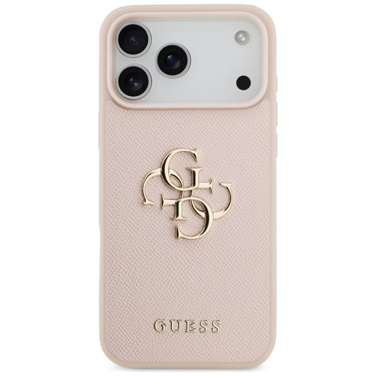 Калъф за Apple iPhone 17 Pro Max, Guess, 4G Grained Big and Classic Logo, Розов