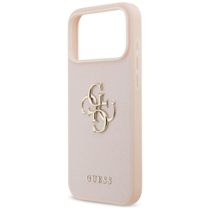 Калъф за Apple iPhone 17 Pro Max, Guess, 4G Grained Big and Classic Logo, Розов
