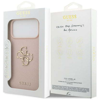 Калъф за Apple iPhone 17 Pro Max, Guess, 4G Grained Big and Classic Logo, Розов