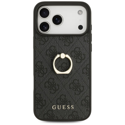 Калъф за Apple iPhone 17 Pro Max, Guess, 4G Ring Stand, Черен