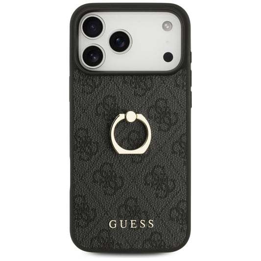 Калъф за Apple iPhone 17 Pro Max, Guess, 4G Ring Stand, Черен