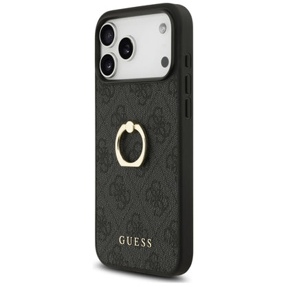 Калъф за Apple iPhone 17 Pro Max, Guess, 4G Ring Stand, Черен