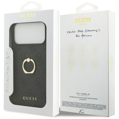 Калъф за Apple iPhone 17 Pro Max, Guess, 4G Ring Stand, Черен