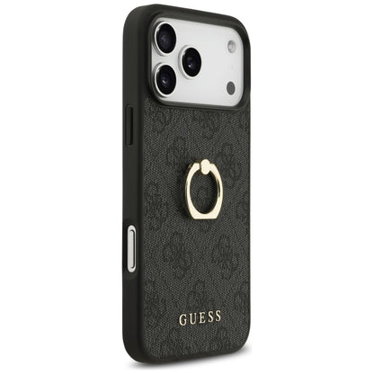 Калъф за Apple iPhone 17 Pro Max, Guess, 4G Ring Stand, Черен