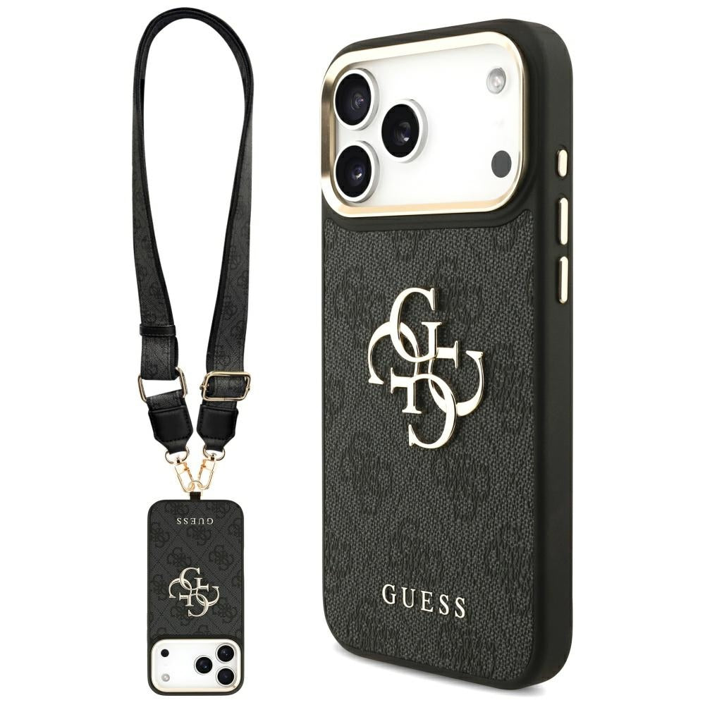 Калъф за Apple iPhone 17 Pro Max, Guess, Big 4G Classic Logo with Big Strap, Черен