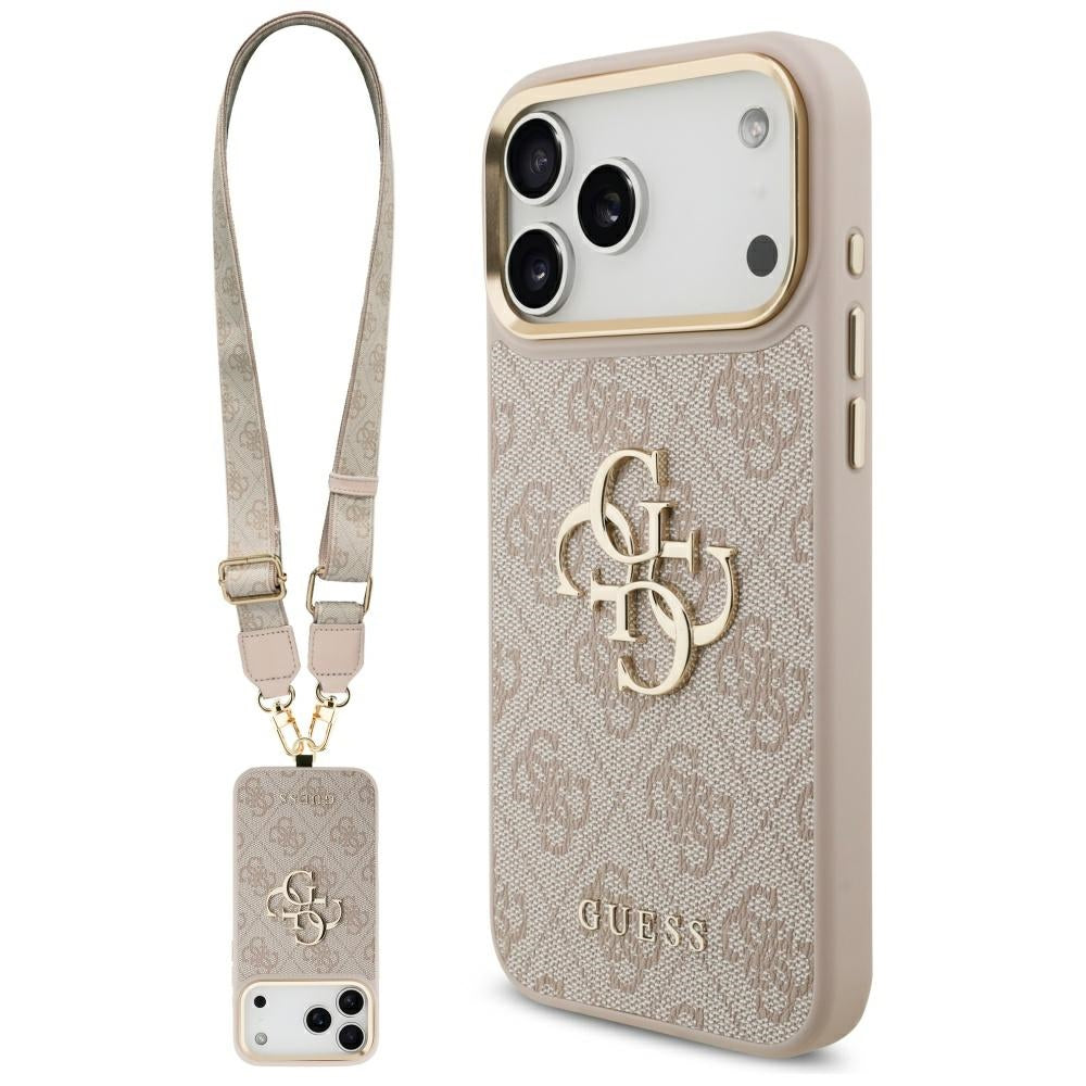 Калъф за Apple iPhone 17 Pro Max, Guess, Big 4G Classic Logo with Big Strap, Розов