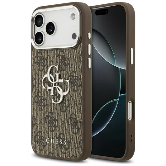 Калъф за Apple iPhone 17 Pro Max, Guess, Big 4G Logo Classic, Кафяво Сребрист