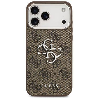 Калъф за Apple iPhone 17 Pro Max, Guess, Big 4G Logo Classic, Кафяво Сребрист