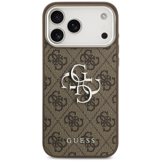 Калъф за Apple iPhone 17 Pro Max, Guess, Big 4G Logo Classic, Кафяво Сребрист