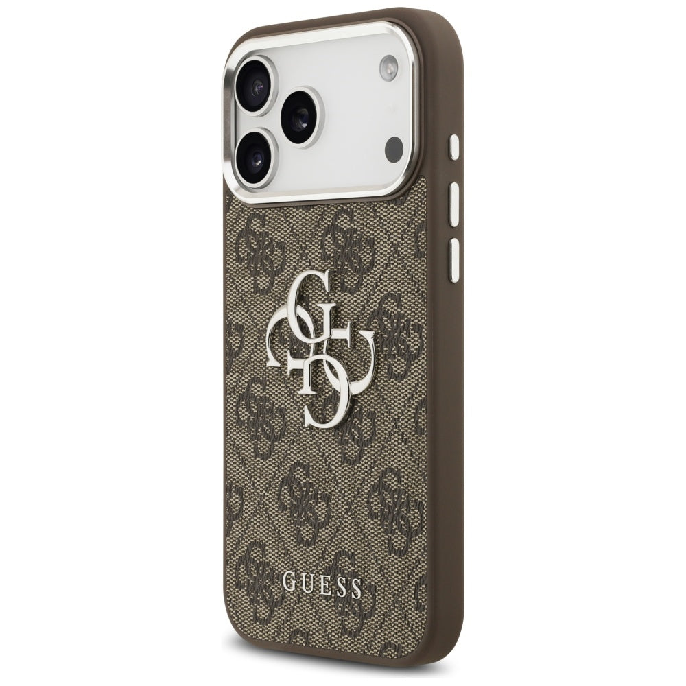 Калъф за Apple iPhone 17 Pro Max, Guess, Big 4G Logo Classic, Кафяво Сребрист