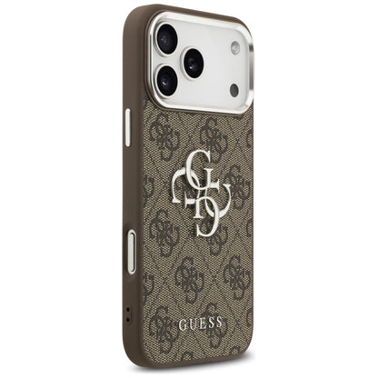 Калъф за Apple iPhone 17 Pro Max, Guess, Big 4G Logo Classic, Кафяво Сребрист