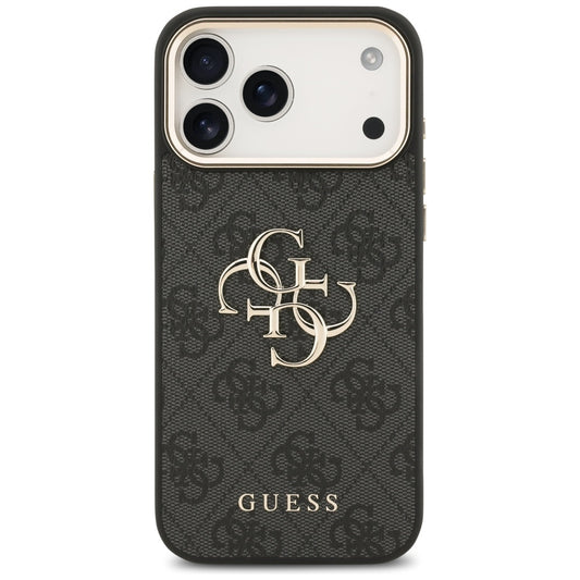 Калъф за Apple iPhone 17 Pro Max, Guess, Big 4G Logo Classic, Черно Златен
