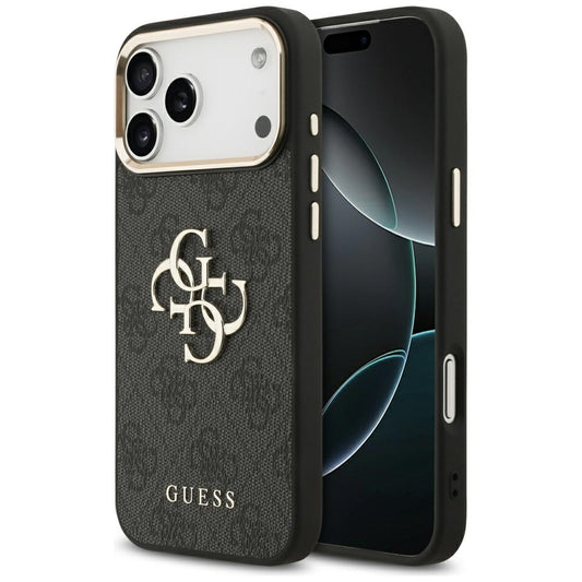 Калъф за Apple iPhone 17 Pro Max, Guess, Big 4G Logo Classic, Черно Златен