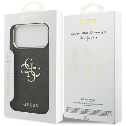Калъф за Apple iPhone 17 Pro Max, Guess, Big 4G Logo Classic, Черно Златен