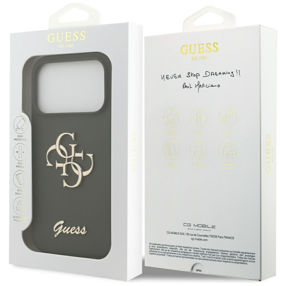 Калъф за Apple iPhone 17 Pro Max, Guess, Big 4G Script, Каки