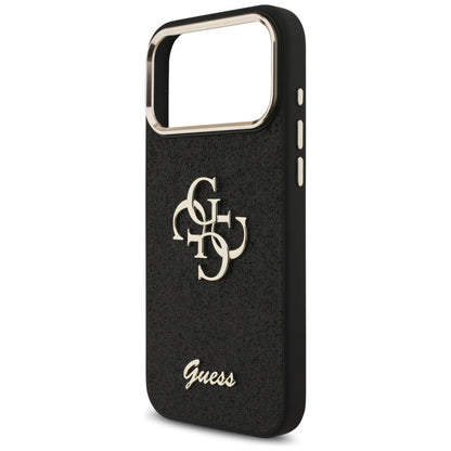 Калъф за Apple iPhone 17 Pro Max, Guess, Fixed Glitter Big 4G Metal Frame, Черен