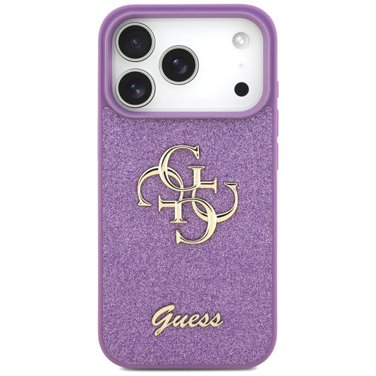 Калъф за Apple iPhone 17 Pro Max, Guess, Fixed Glitter Big 4G, Лилав