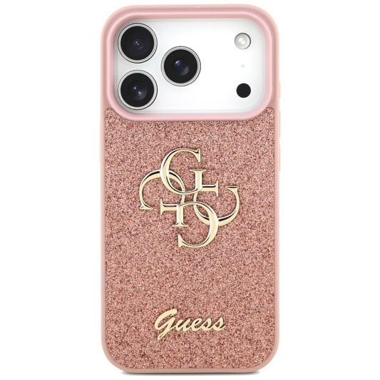 Калъф за Apple iPhone 17 Pro Max, Guess, Fixed Glitter Big 4G, Розов