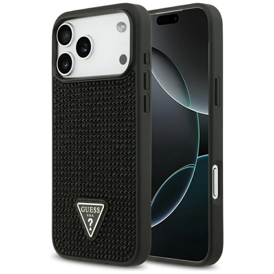 Калъф за Apple iPhone 17 Pro Max, Guess, Rhinestone Triangle Logo, Черен