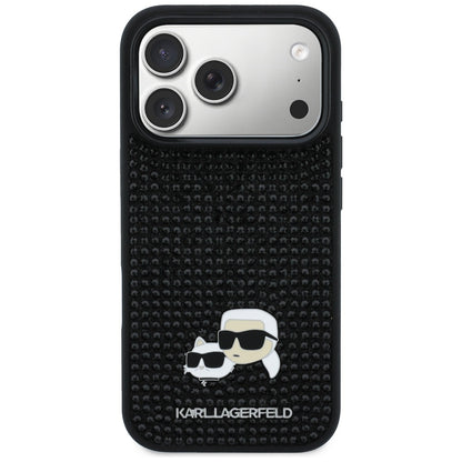 Case for Apple iPhone 17 Pro Max, Karl Lagerfeld, Rhinestone Karl & Choupette Pins, Black