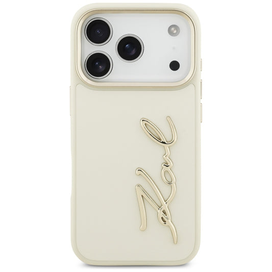 Калъф за Apple iPhone 17 Pro Max, Karl Lagerfeld, Script Logo, Бежов