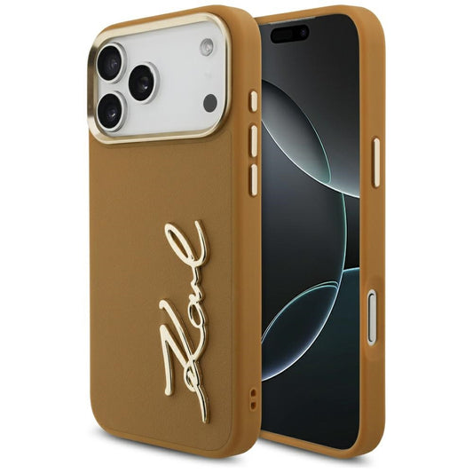 Калъф за Apple iPhone 17 Pro Max, Karl Lagerfeld, Script Logo, Кафяв