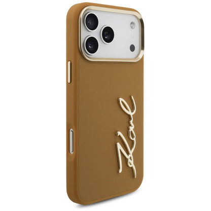 Калъф за Apple iPhone 17 Pro Max, Karl Lagerfeld, Script Logo, Кафяв
