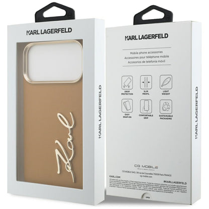 Калъф за Apple iPhone 17 Pro Max, Karl Lagerfeld, Script Logo, Кафяв