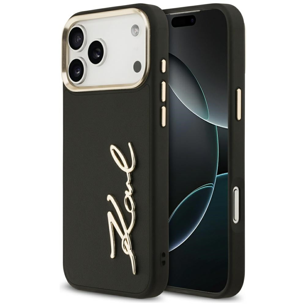 Калъф за Apple iPhone 17 Pro Max, Karl Lagerfeld, Script Logo, Черен
