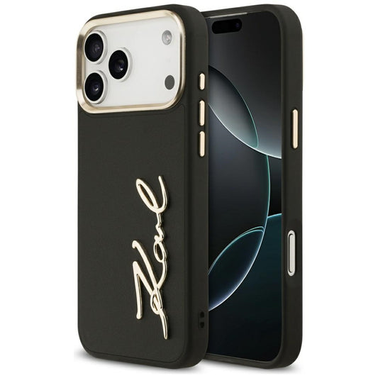 Калъф за Apple iPhone 17 Pro Max, Karl Lagerfeld, Script Logo, Черен