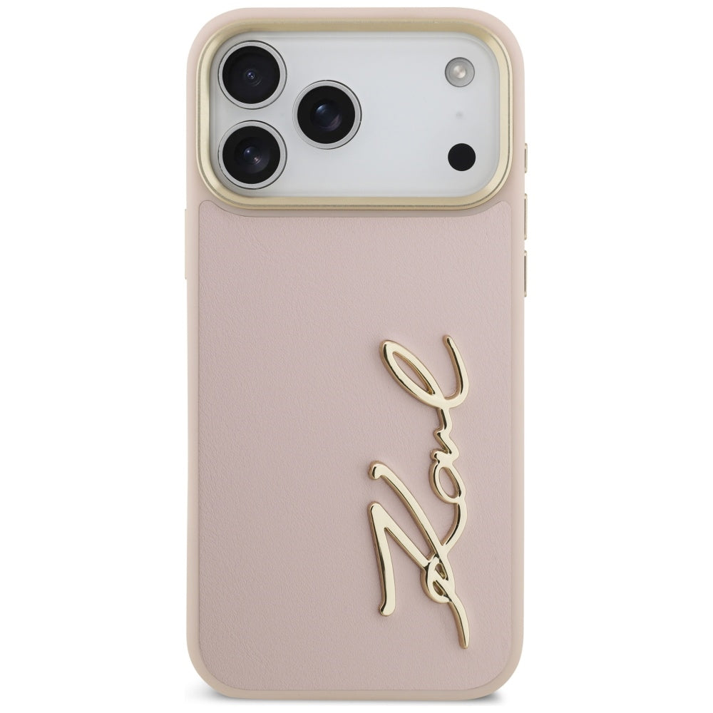 Калъф за Apple iPhone 17 Pro Max, Karl Lagerfeld, Script Logo, Розов
