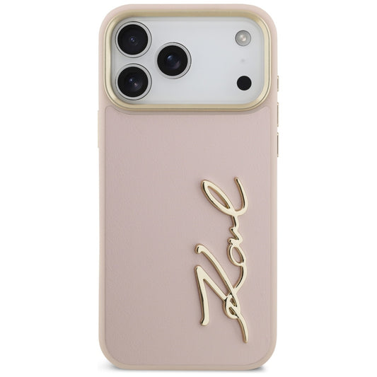 Калъф за Apple iPhone 17 Pro Max, Karl Lagerfeld, Script Logo, Розов