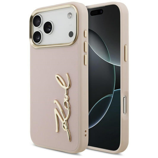 Калъф за Apple iPhone 17 Pro Max, Karl Lagerfeld, Script Logo, Розов