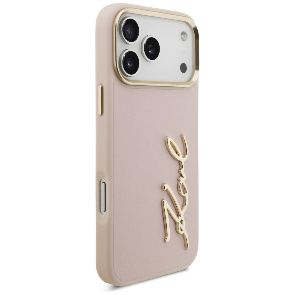 Калъф за Apple iPhone 17 Pro Max, Karl Lagerfeld, Script Logo, Розов