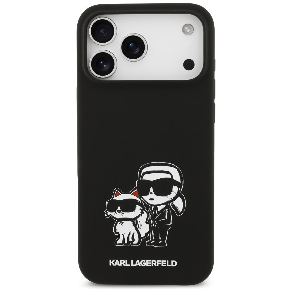 Калъф за Apple iPhone 17 Pro Max, Karl Lagerfeld, Sketch and Logo Karl & Choupette, Черен