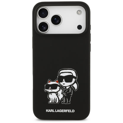 Калъф за Apple iPhone 17 Pro Max, Karl Lagerfeld, Sketch and Logo Karl & Choupette, Черен